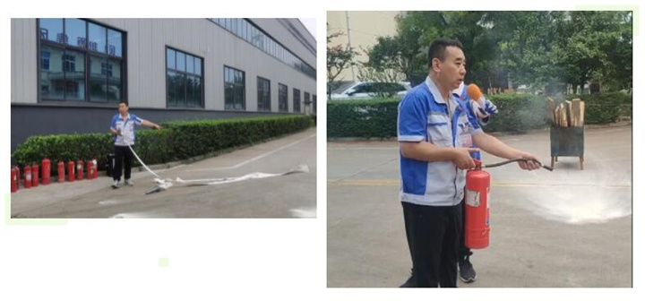 隨后，集團(tuán)消防安全員為廣大職工講解滅火器和消防水槍的使用方法，并現(xiàn)場(chǎng)演示。廣大員工積極參與到教學(xué)演練當(dāng)中，進(jìn)一步鞏固消防培訓(xùn)知識(shí)。